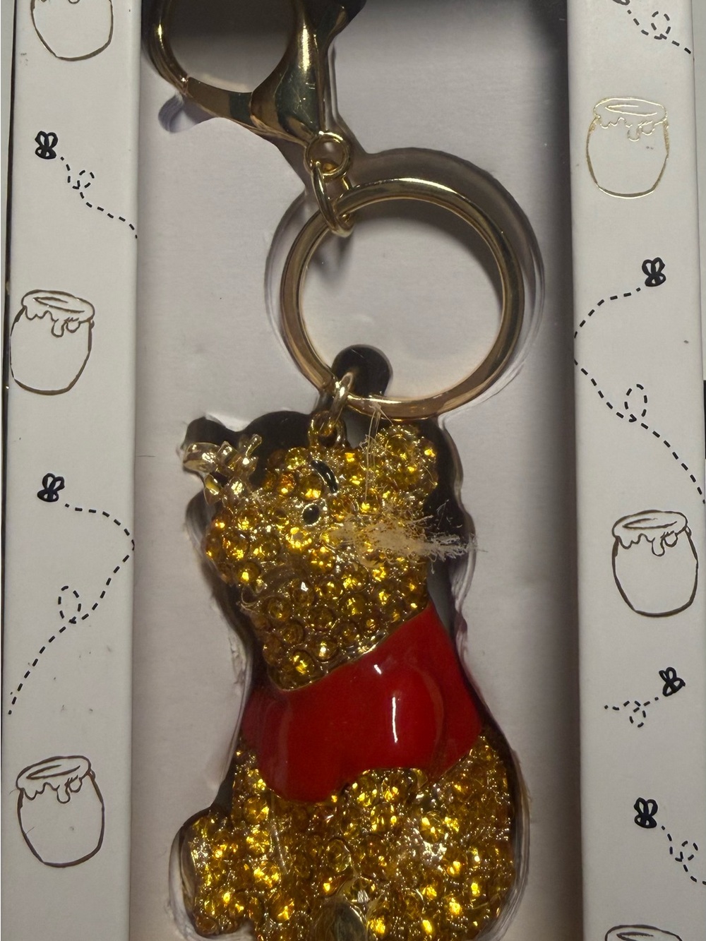 Gold Winnie the Pooh Keychain Charm - Disney